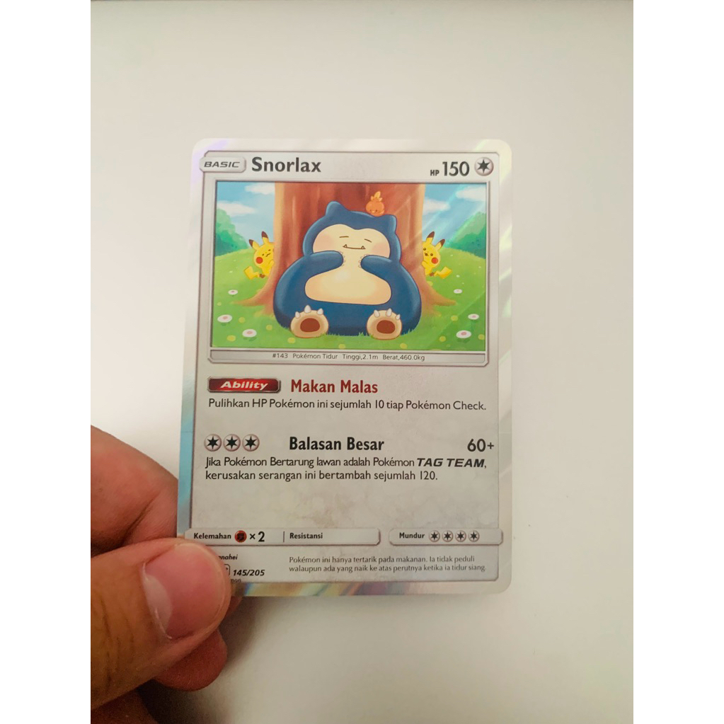 Snorlax holo IND 145/205 kartu pokemon - TCG  card original snorlax ar snorlax chr - art lucu