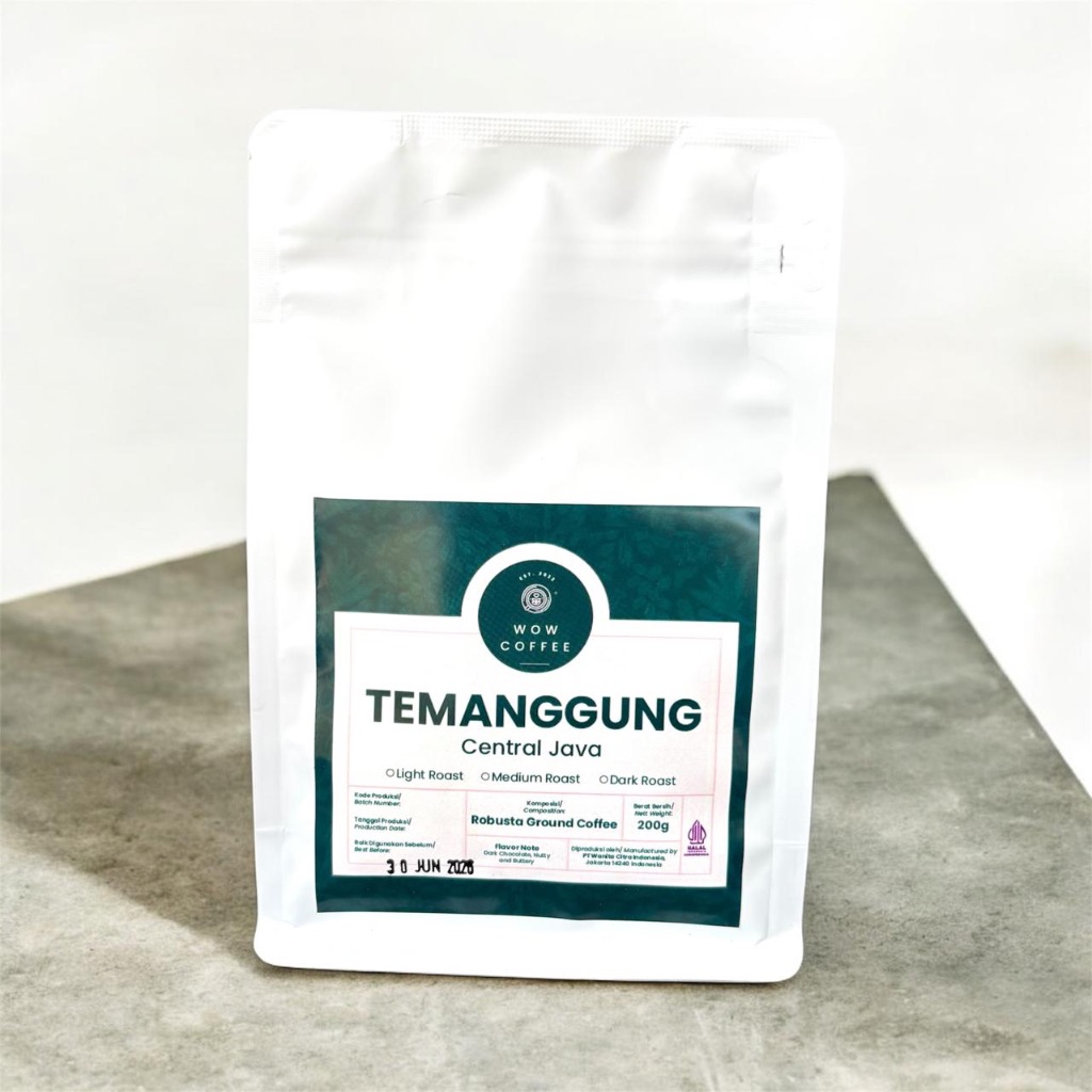 

Wow Coffee 200gr Special Kopi Premium Robusta Temanggung Jawa Barat Espresso Roasted Bean