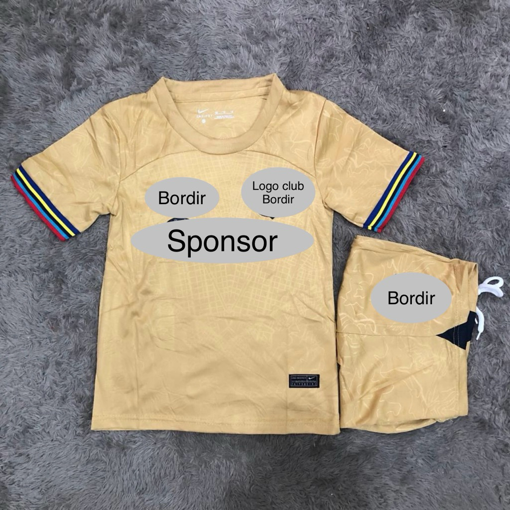 Jersey Bola Anak Barcelona Away Musim 2022-2023