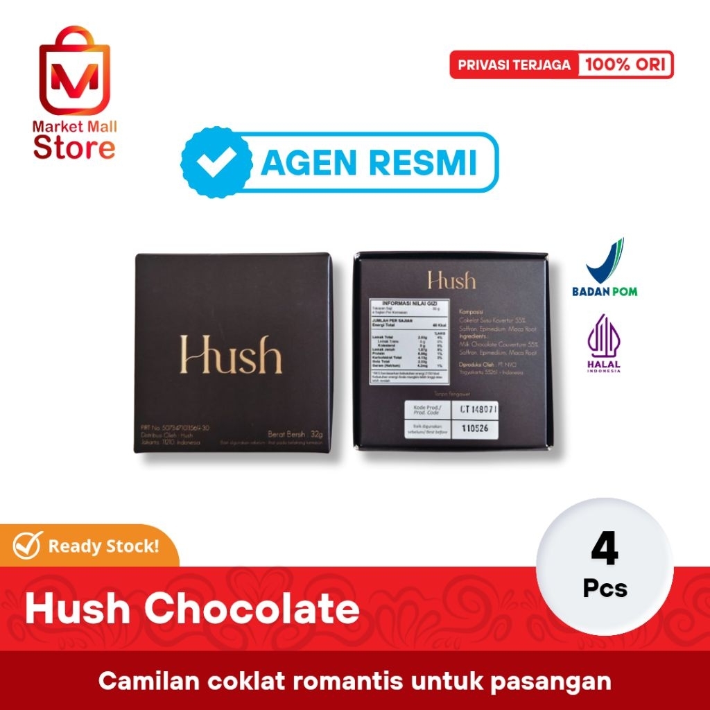 

Hush Chocolate Dark Chocolate For Couple 1 Box Isi 4 Pcs Coklat Stamina Pria & Wanita Tahan Lama Bukan V10 Coklat Ginseng