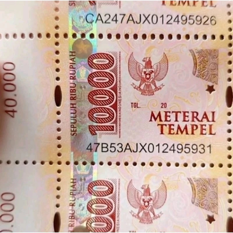 

Materai 10000 10rb Tempel Tembus Sinar UV Asli Ori Pos (10 PCS)