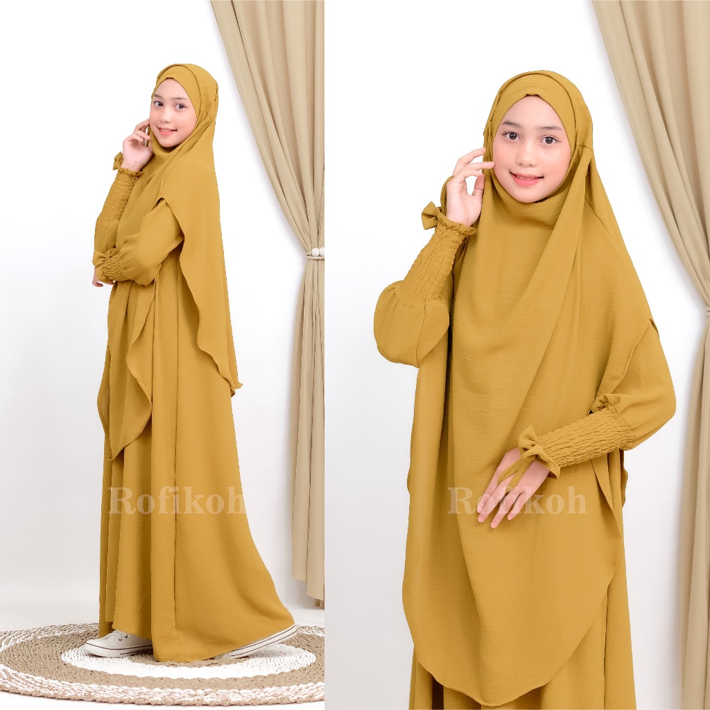 MINA KIDS Set Abaya French Khimar Anak Perempuan Usia 7 - 12 Tahun