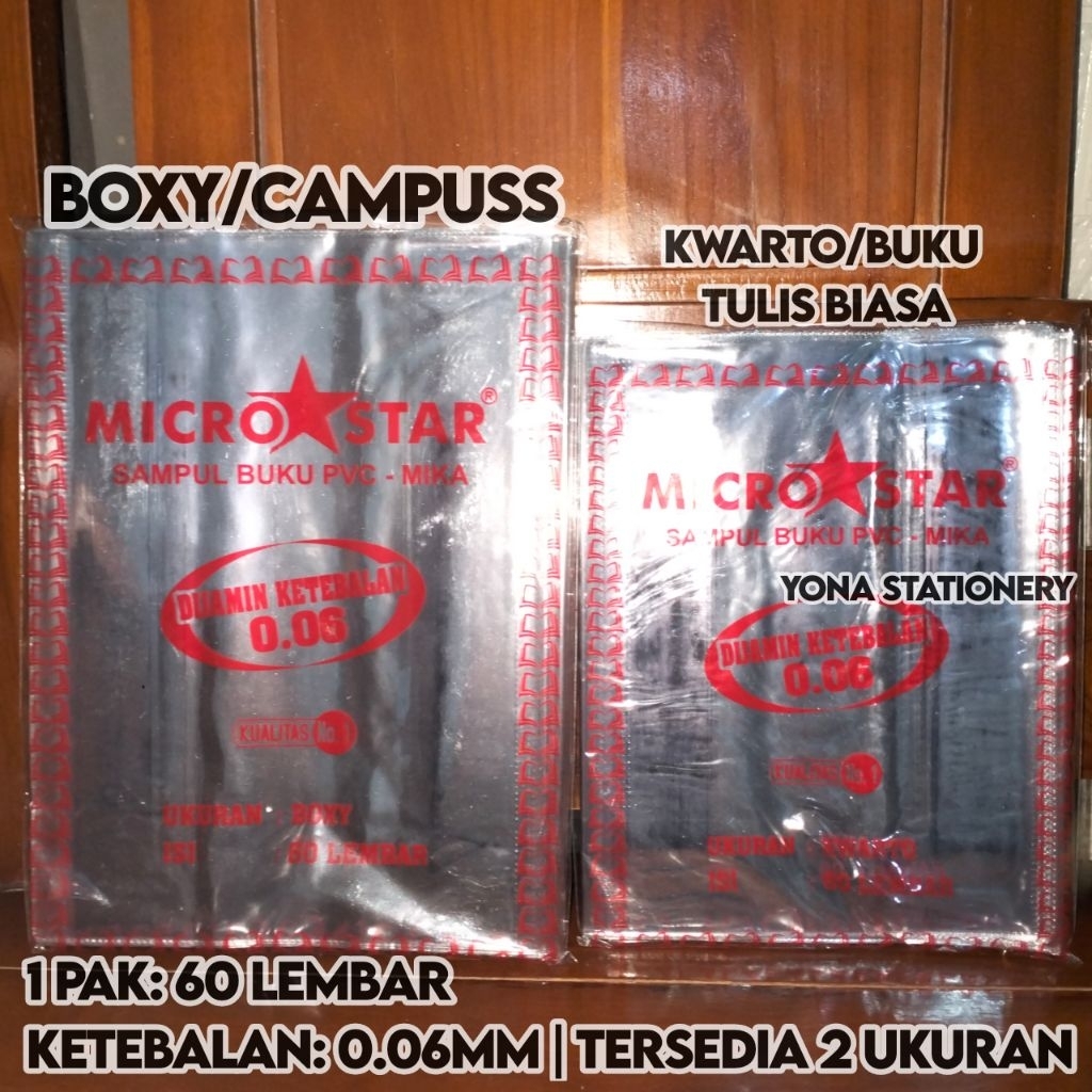 

Sampul Buku Microstar PVC Mika Boxy & Quarto | 1 Pak: 60 Lembar | Tersedia 2 Ukuran