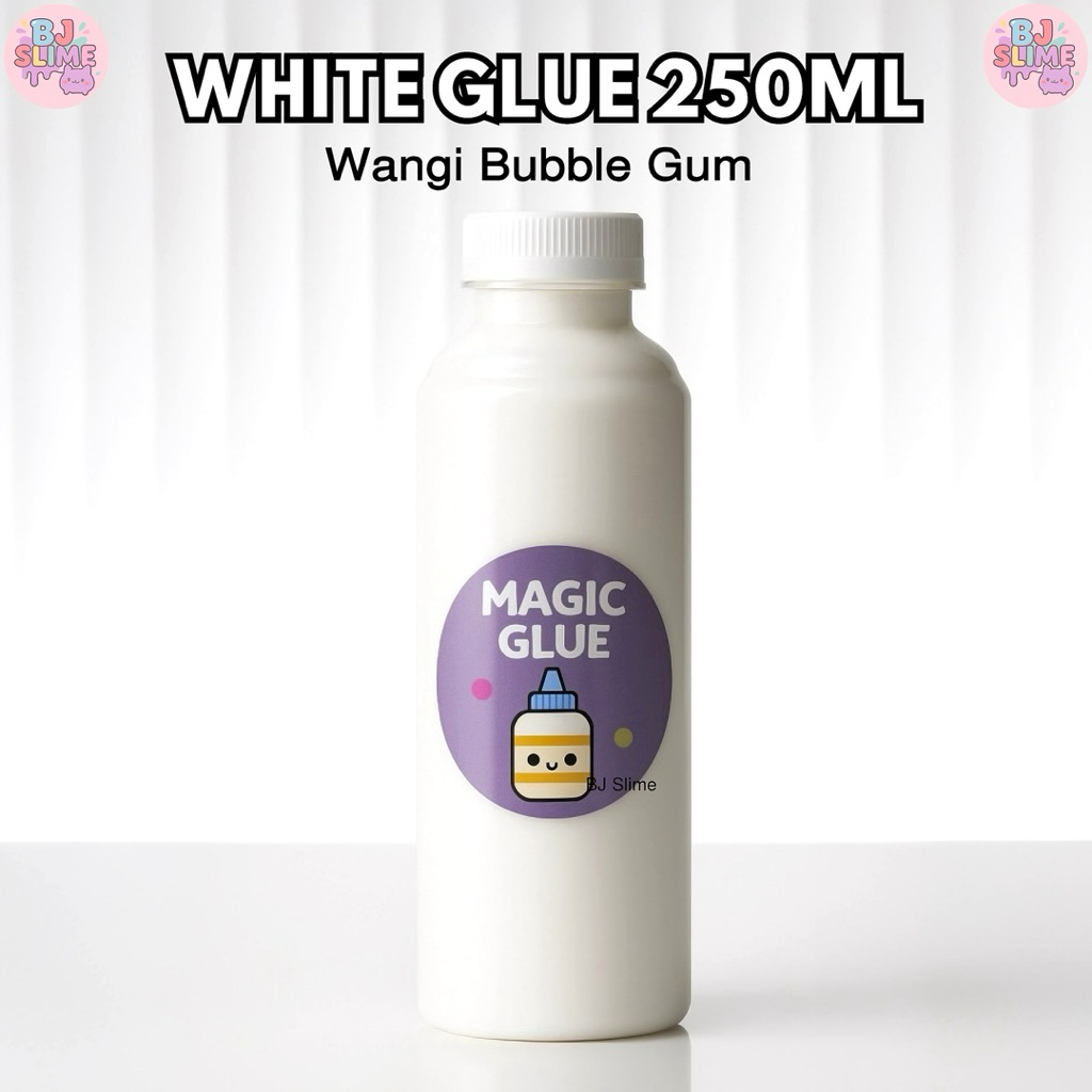 

WHITE GLUE 250ML | MAGIC GLUE BUBBLE GUM | BAHAN BAKU SLIME | BY BJ SLIME