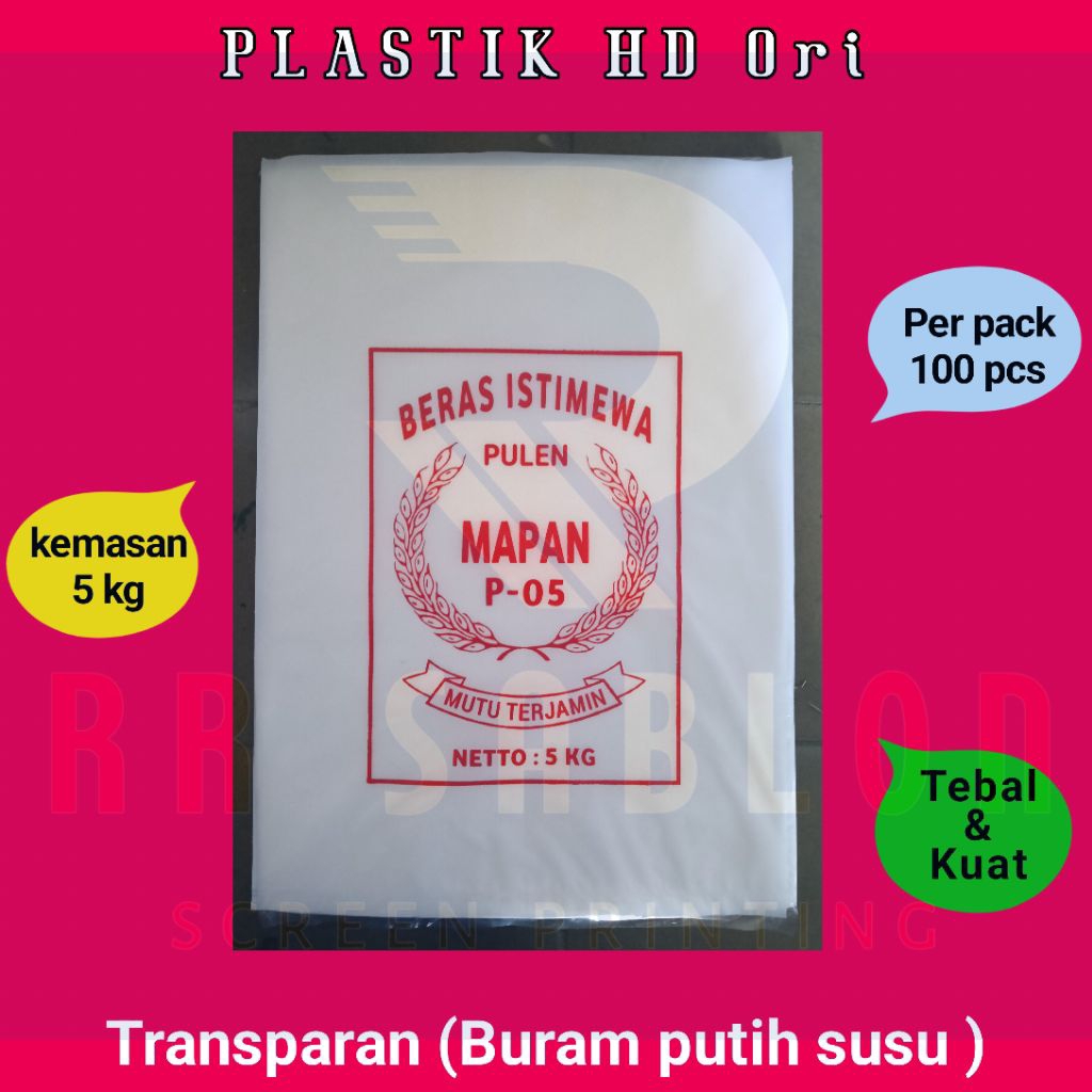 Plastik Kantong kemasan beras Mapan 5 kg 100 pcs