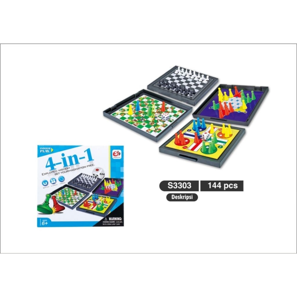 CATUR 4-in-1 CATUR LUDO ULAR TANGGA MAINAN KECERDASAN