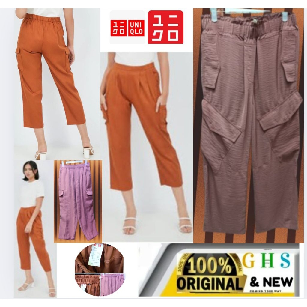 CELANA WANITA UNIQLO PAPER BAG ORI CELANA PANJANG WANITA Cargo 7/8 SUPER HALUS & ADEM Bahan Lentur K