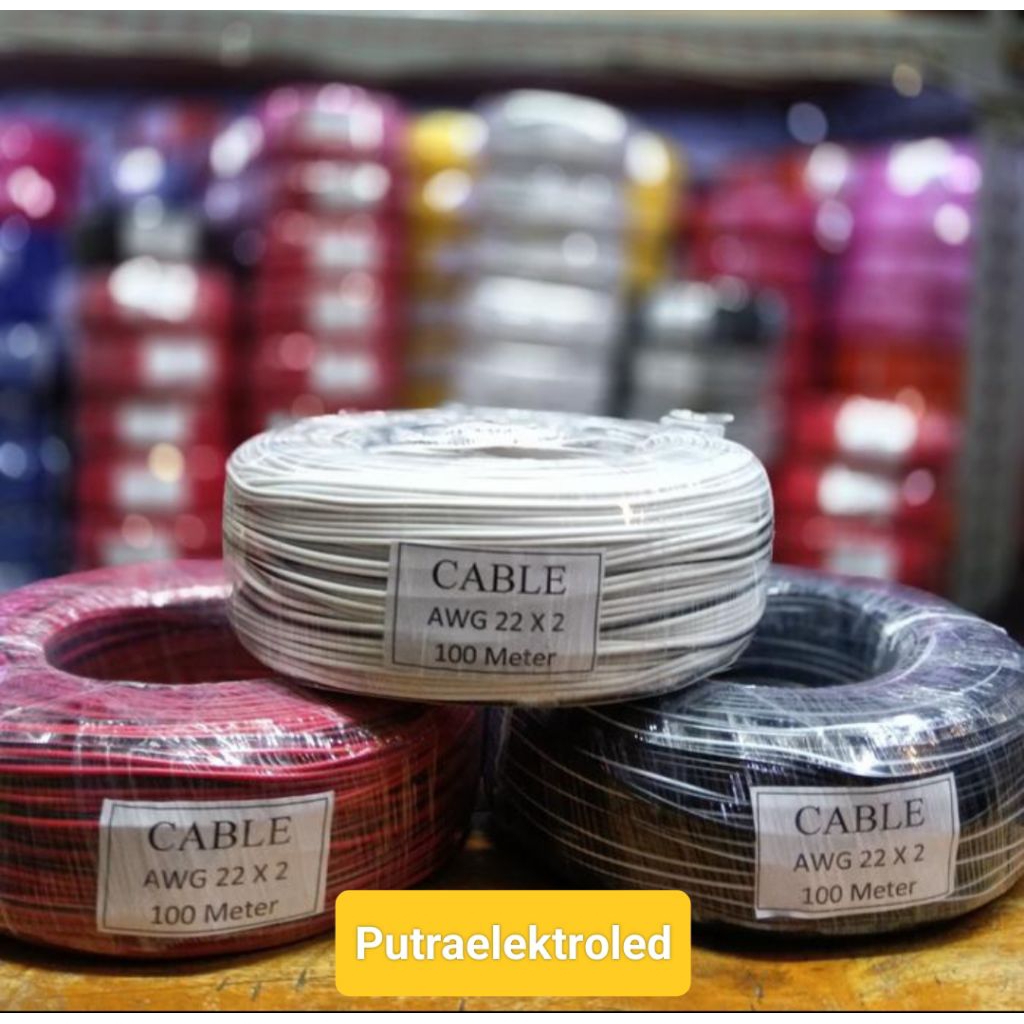 Kabel Awg 22x2 100meter Serabut Tembaga Putih / Kabel Awg22x2