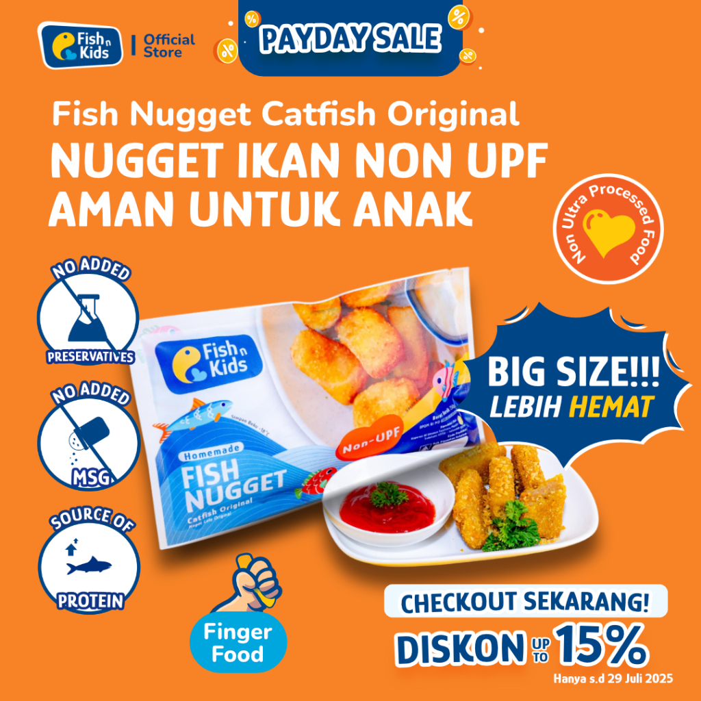 

Fish n Kids - Nugget Lele Original 450 gr Non MSG - Homemade Non UPF BPOM HALAL