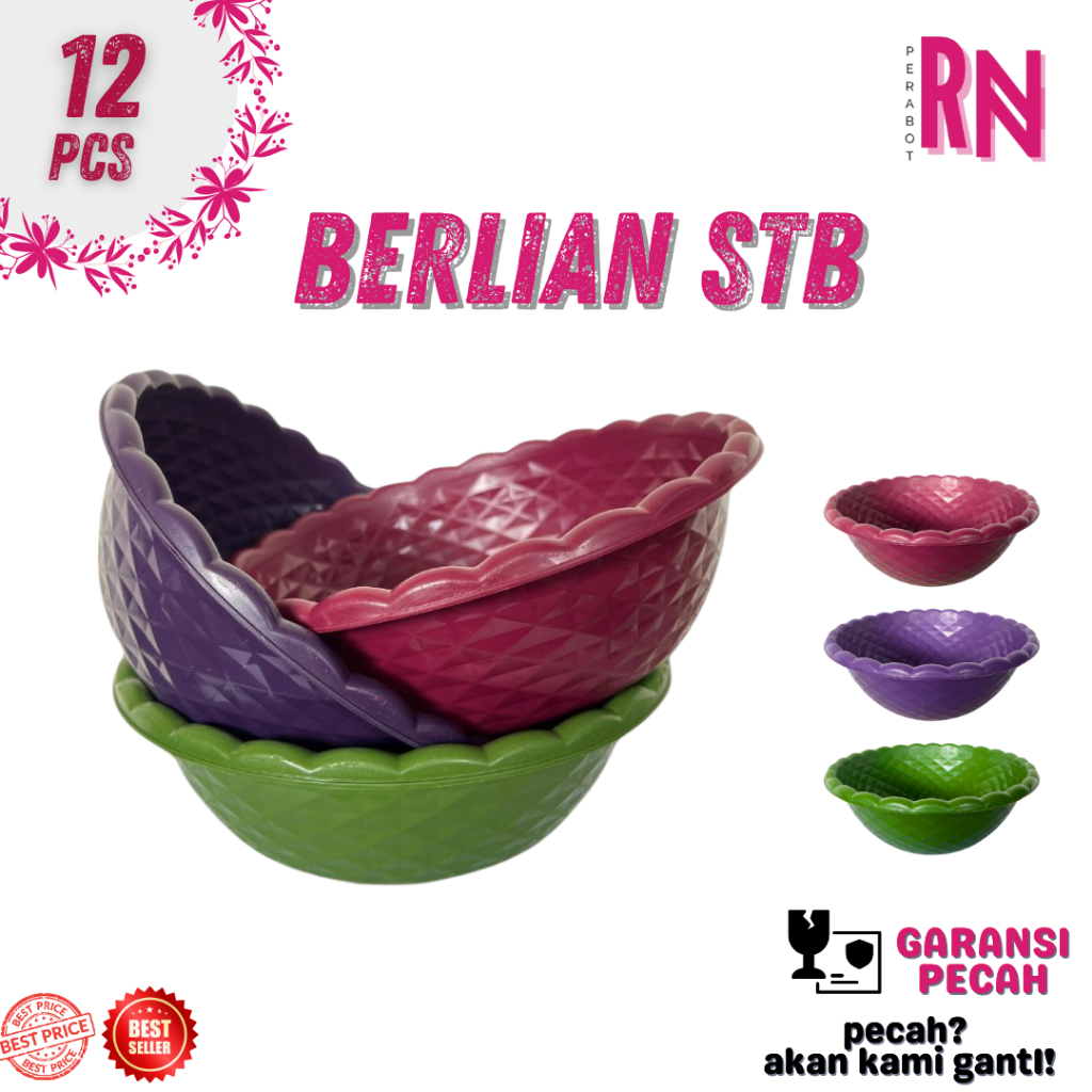 (12 PCS) BASKOM PLASTIK BERLIAN 14 STB/ BASKOM SEDANG / BASKOM PLASTIK TEBAL / BASKOM SERBAGUNA / WA