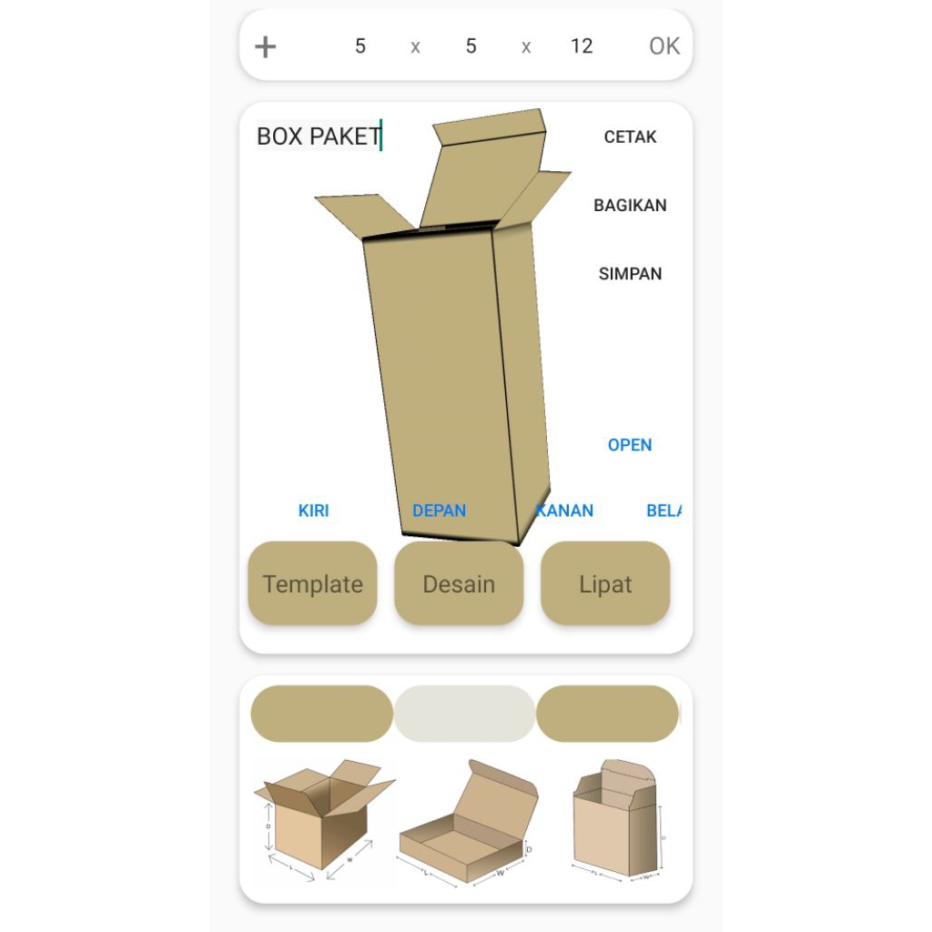 

dus box ukuran 5x5x12 cm bahan eflut