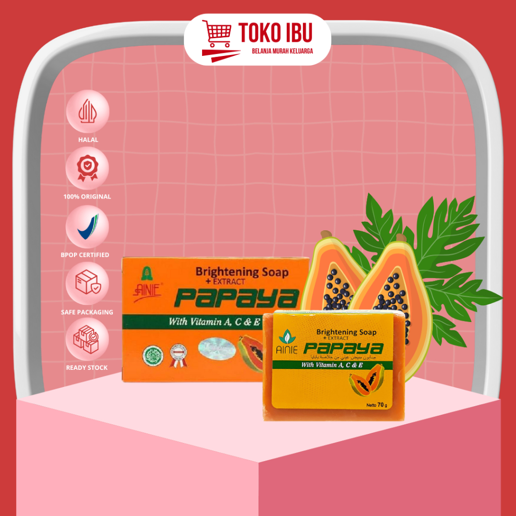 Ainie Papaya Soap Ainie Sabun Pepaya Whitening Soap Ainie Sabun Pepaya Sabun Batang 135gr 70gr