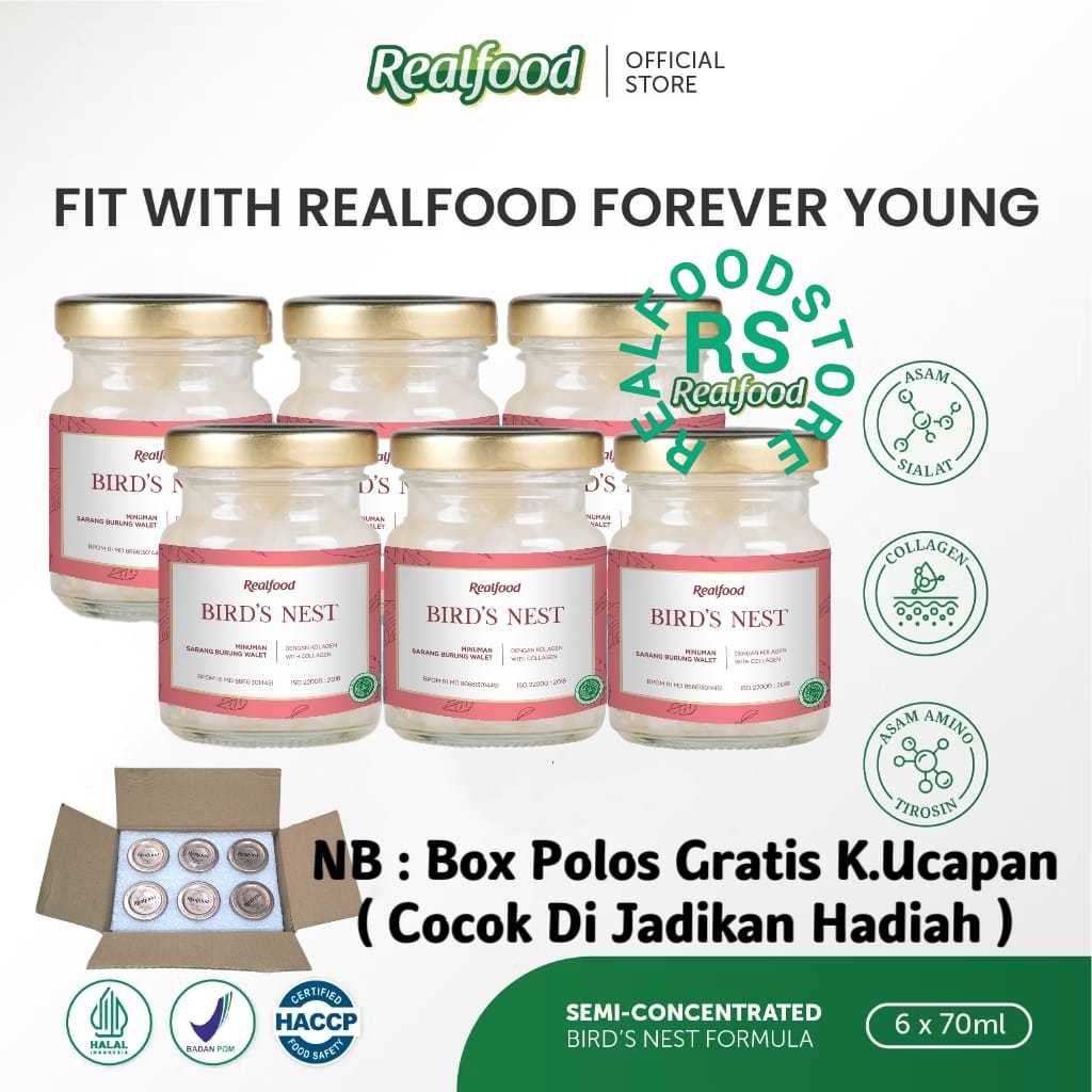 

Realfood Forever Young Kolagen 6 Botol Box Polos ( Minuman Sarang Burung Walet ) RS