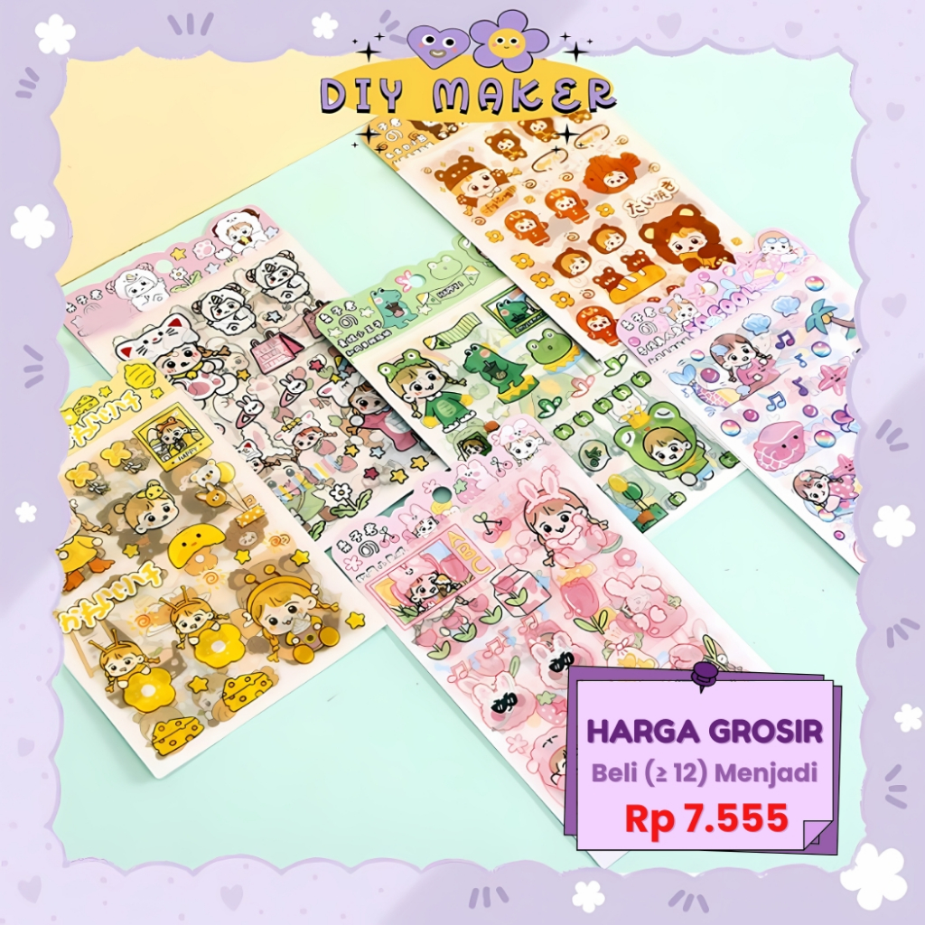 

DM 4 Pcs Stiker Set Dekor Buku Diary Japanese Style Coco Girl CUTE CARTOON FOOD STICKERS DIY - SP02