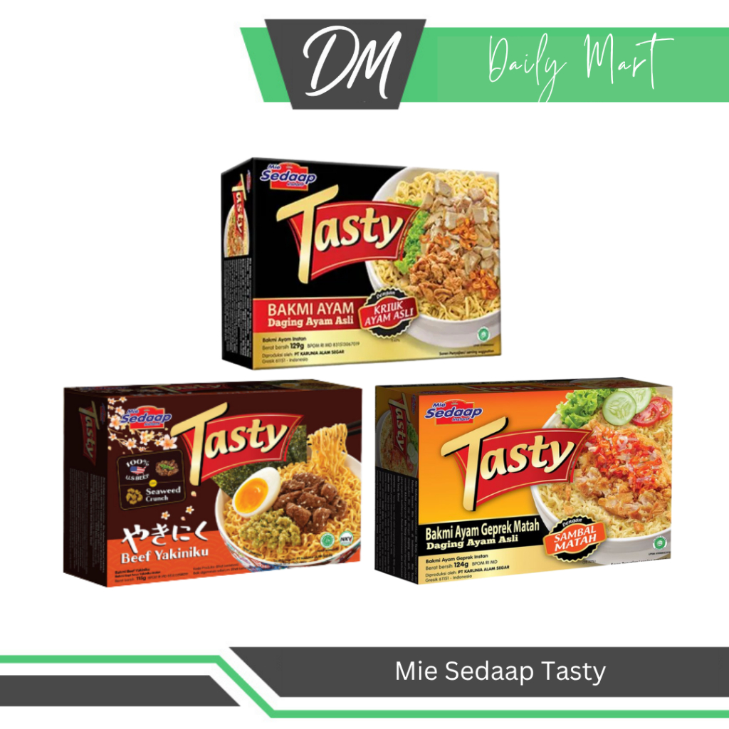

Mie Sedap Tasty All Varian Sambal Matah/Beef Yakiniku/Bakmi Ayam - Mie Instan Premium Enak Murah