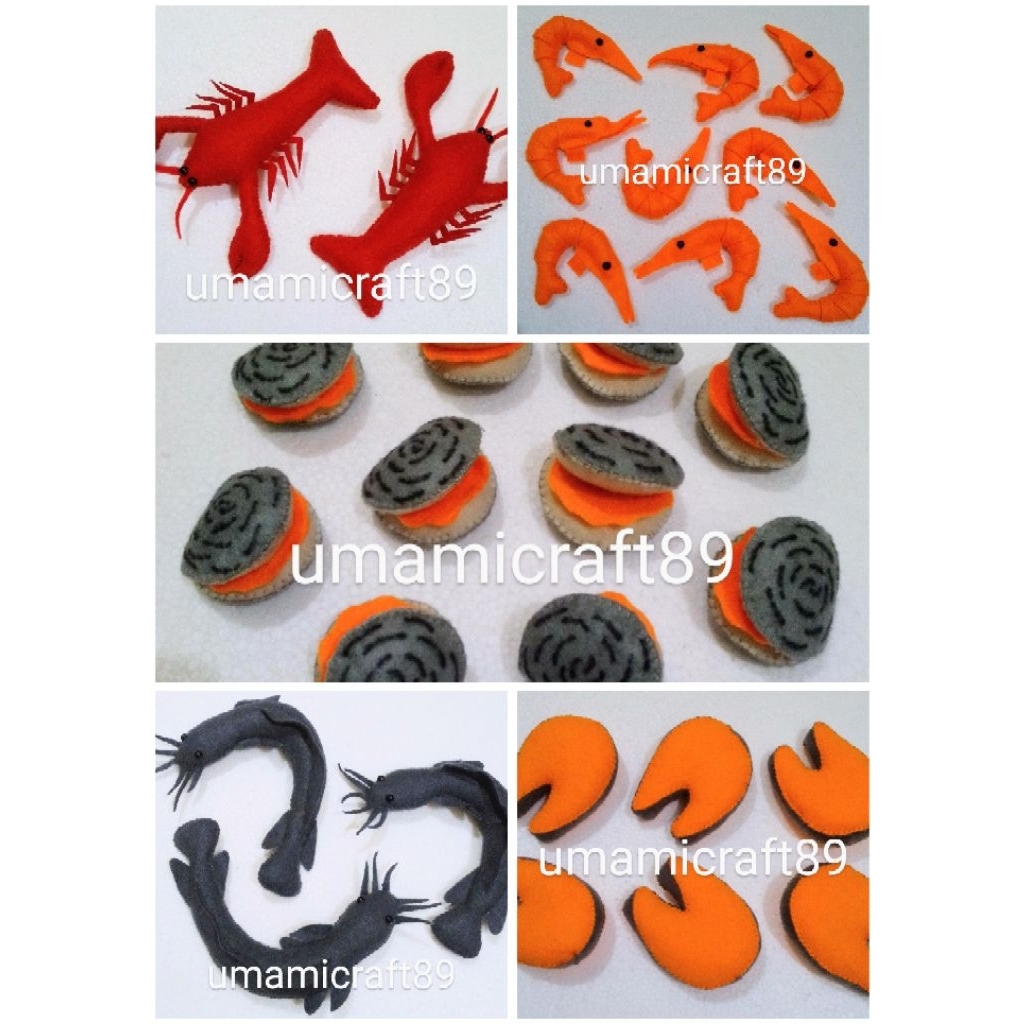 Felt Seafood/ Mainan Seafood Flanel / Mainan Edukasi Aneka Seafood