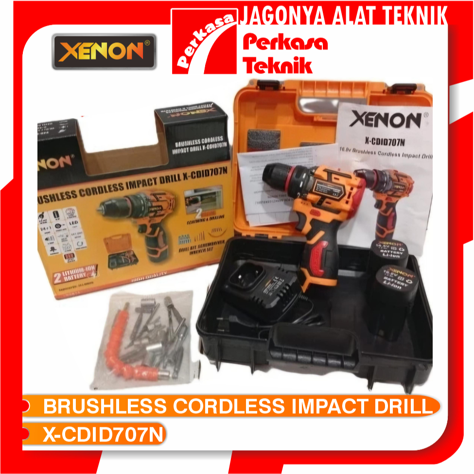 XENON CDID707N Bor Obeng Baterai Brushless Cordless Impact Screwdriver Drill 16,8V (18V) N Torsi