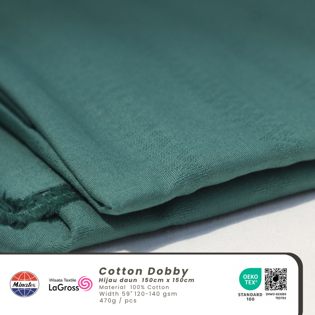 LaGross Textile, Hijau Daun Kain Katun Dobby, potongan 150cm x 150cm, Kain Atasan kualitas export Wa