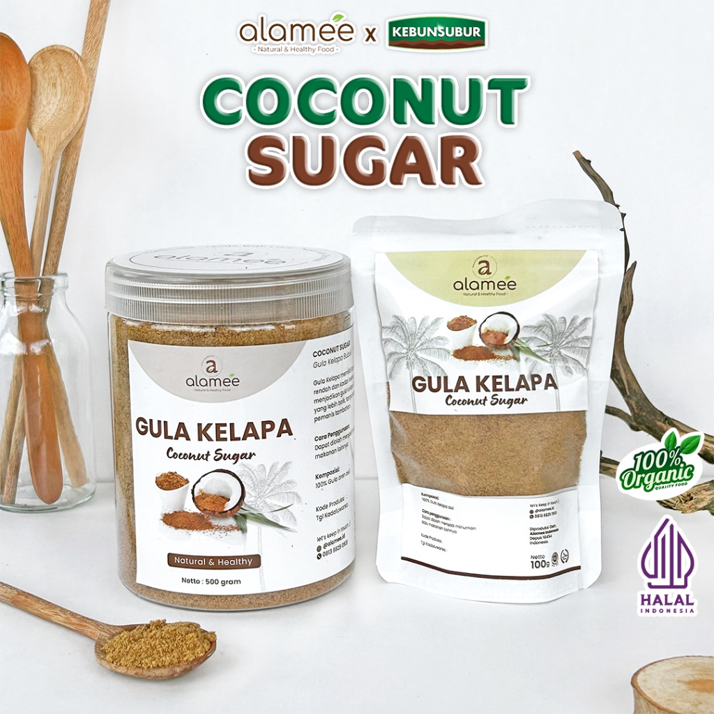 

ALAMEE Gula Kelapa Organik Coconut Sugar Premium Asli Bubuk Powder Natural Organic Kebunsubur