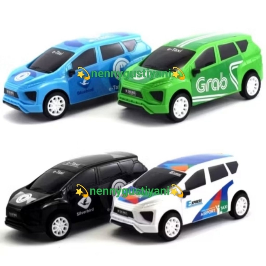Mainan mobil taxi grab , Bluebird , silver bird , taxi expres dorong RKC 02171-1