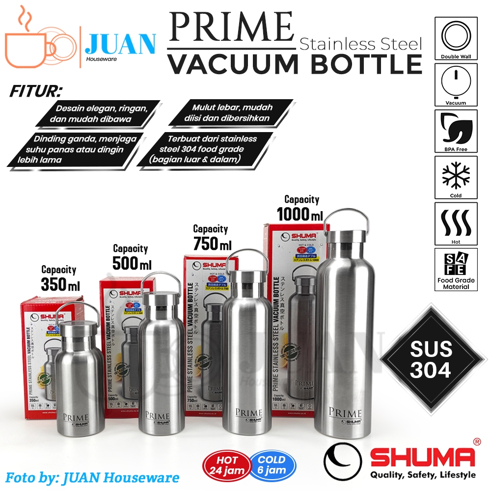 SHUMA vacum bottle thermos stainless steel air panas dingin 350/500/750/1000ml prime seriess / shuma