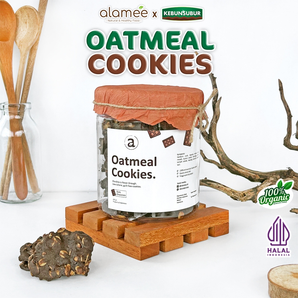 

ALAMEE Cookies Oatmeal - Dark Chocolate Cemilan Diet Healthy Snack Sehat Oat Organik Kebunsubur