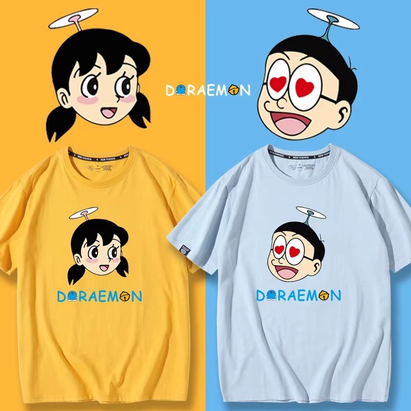 Kaos couple Nobita Shizuka |  katun combed | Bisa untuk anak-anak dan dewasa | Cocok untuk pria dan 