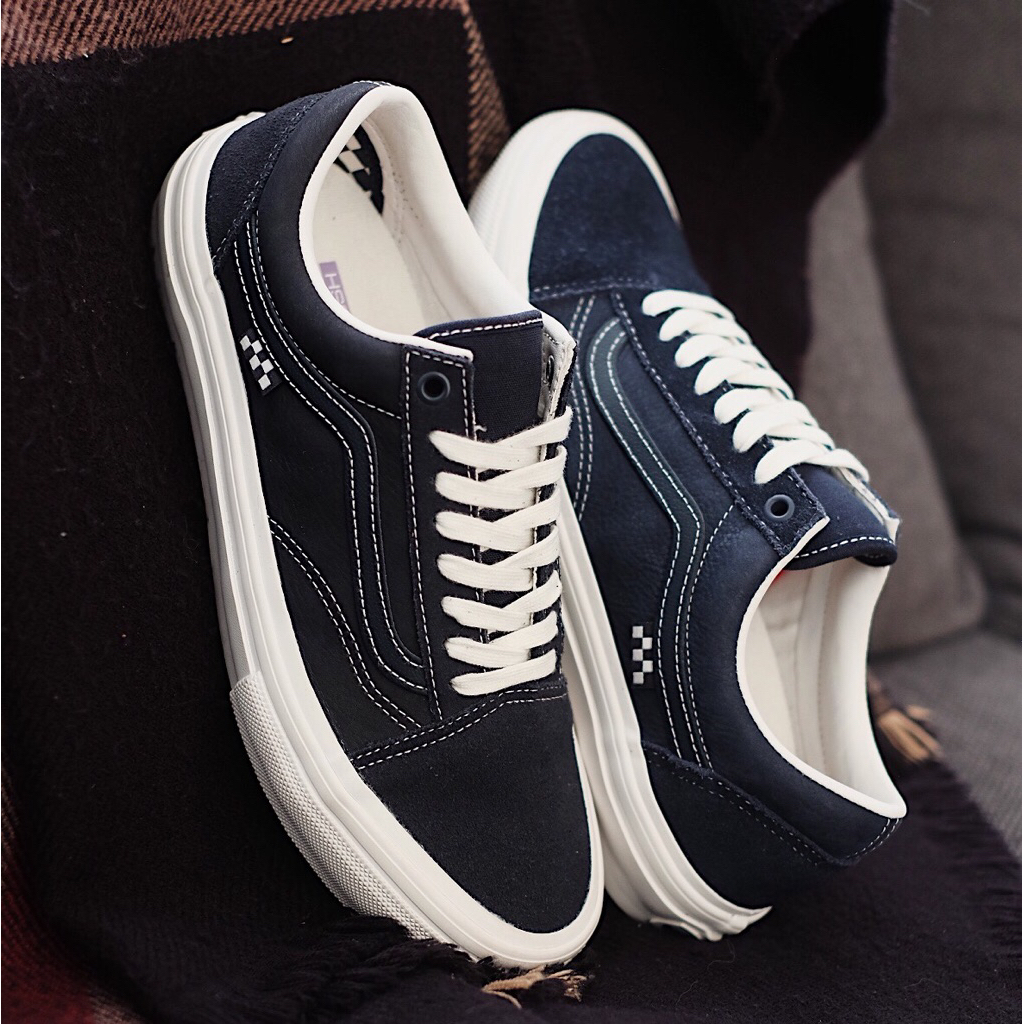 Sepatu Vans Old Skool Pro Skate Wrapped Deep Navy Vintage 100% ORIGINAL RESMI
