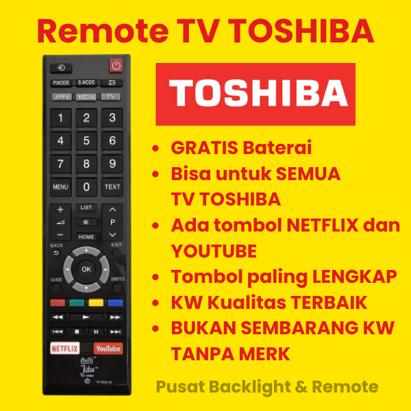 REMOTE REMOT TV TOSHIBA REMOTE SMART TV / LED / LCD TOSHIBA TOMBOL NETFLIX YOUTUBE