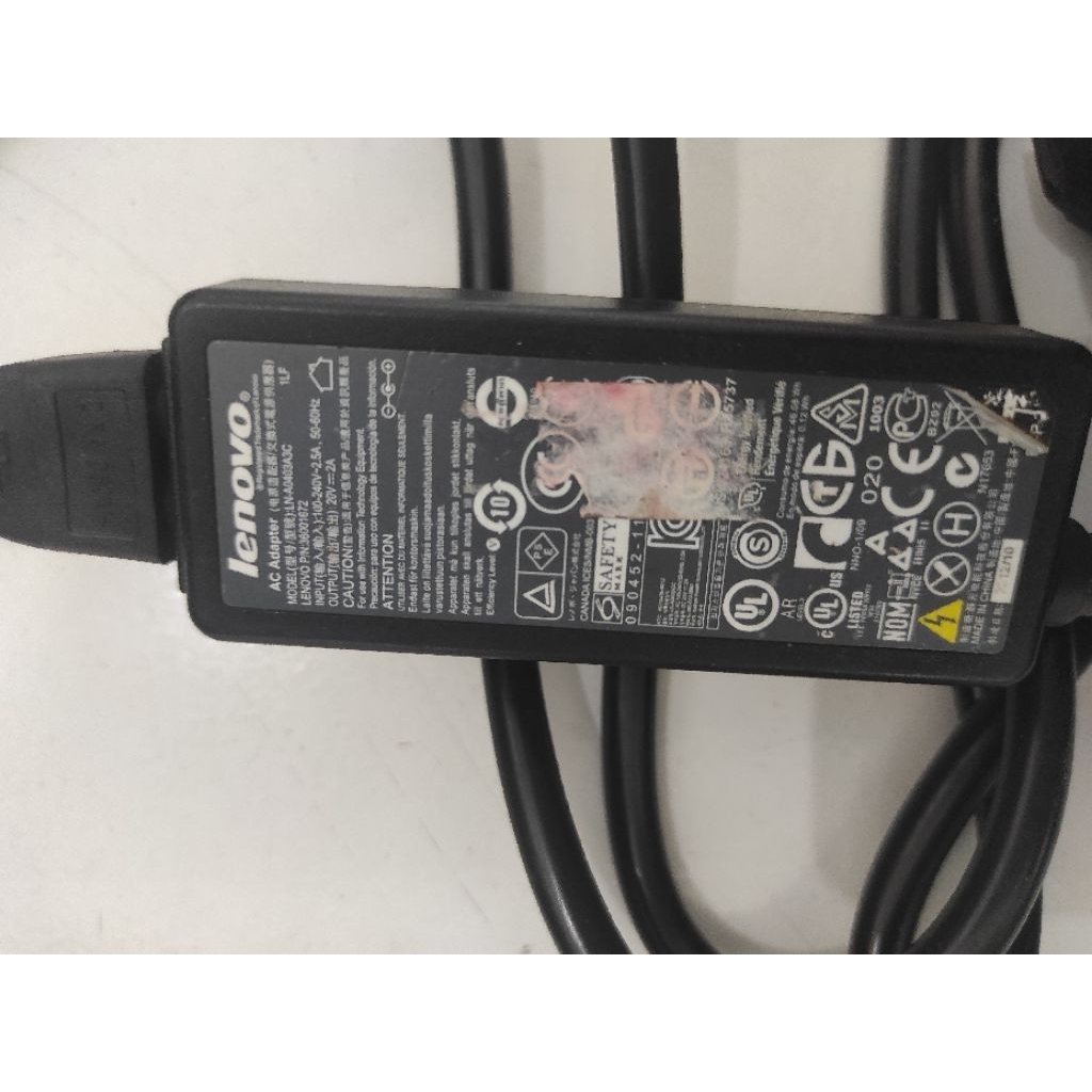 charger adaptor lenovo 20v 2.0a cas laptop second original
