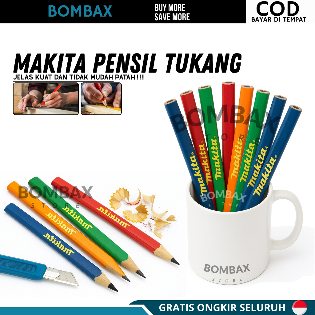 

MAKITA Pensil Tukang Kayu Makita Carpenter Pencil Pensil Tukang Gepeng MAKITA ASLI 18 Cm