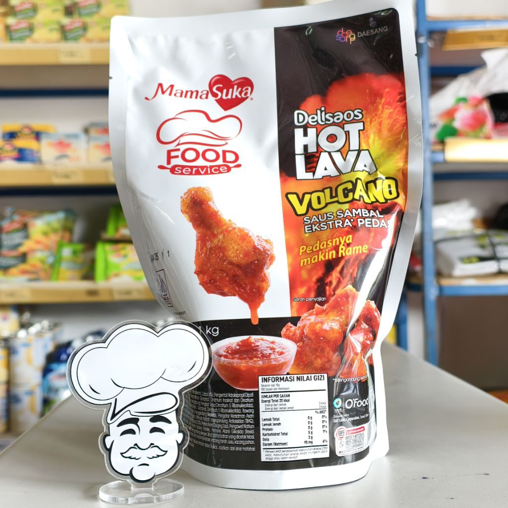 Saus Sambal Hot Lava Volcano Mama Suka / Hot Lava Volcano Saus Mama Suka 1Kg / Saus Hot Lava Volcano