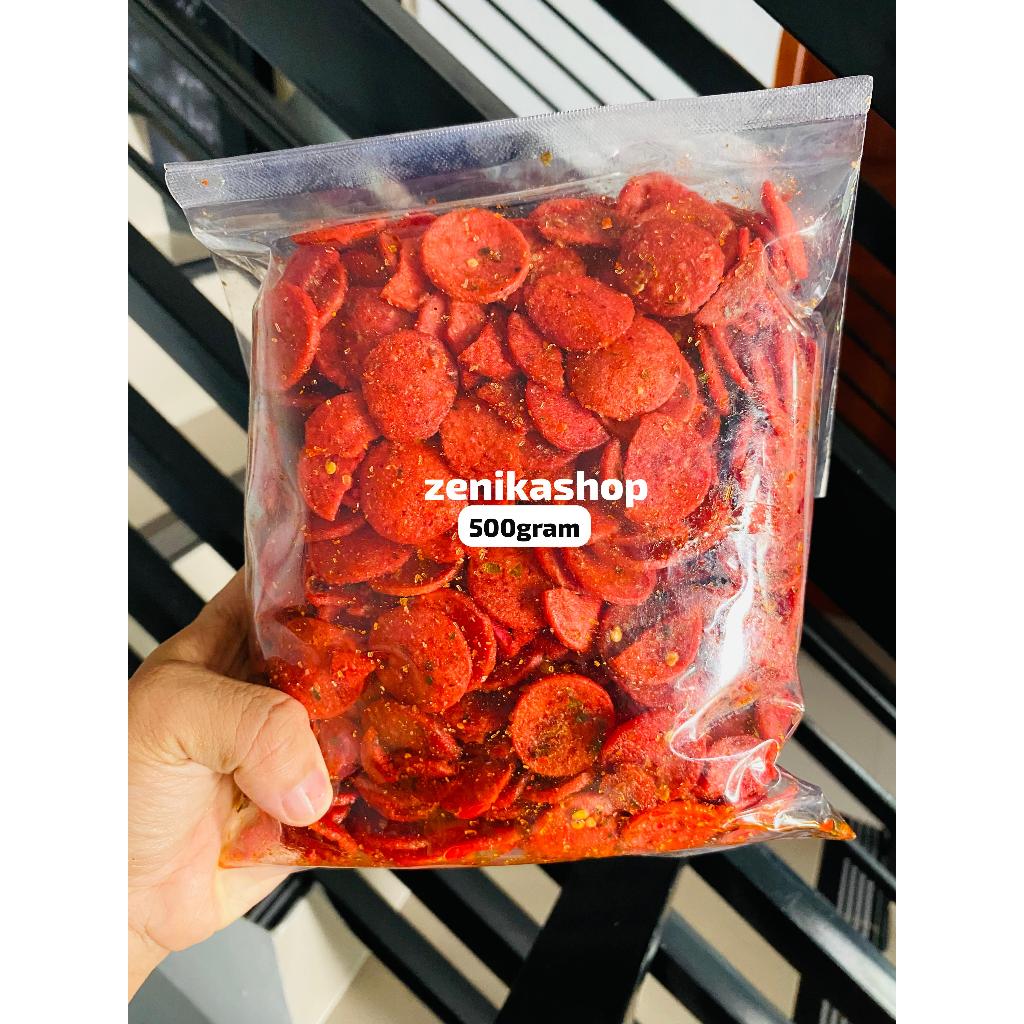 

sosreng/sosis goreng pedas daun jeruk 100gr 250gr 500gr