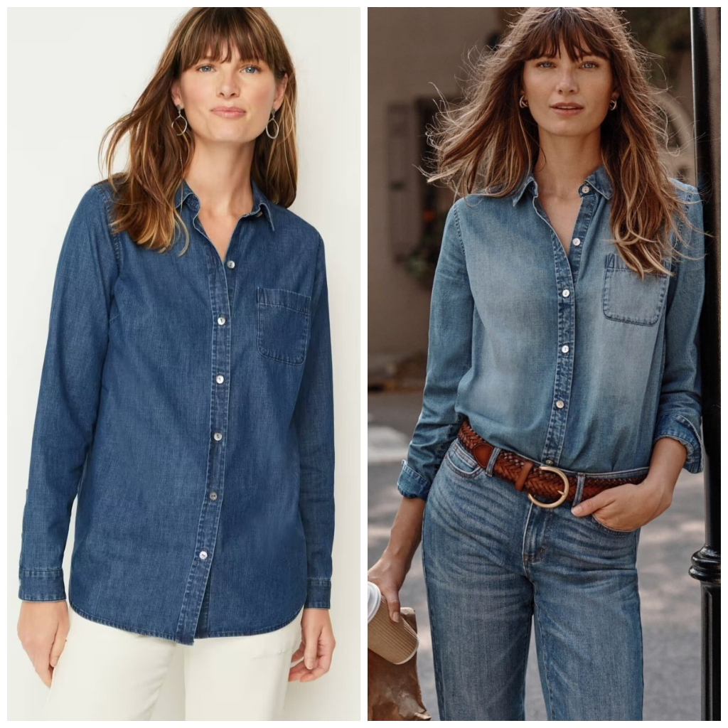 Kemeja J.Jill One-Pocket Button-Front Denim Shirt