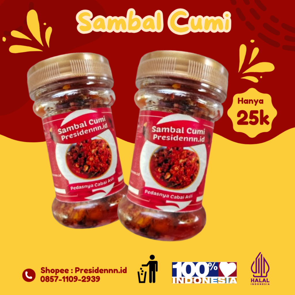

Sambal Cumi Pedas Kemasan 150gram - Rasakan Cabai Utuh dalam Setiap Kemasan