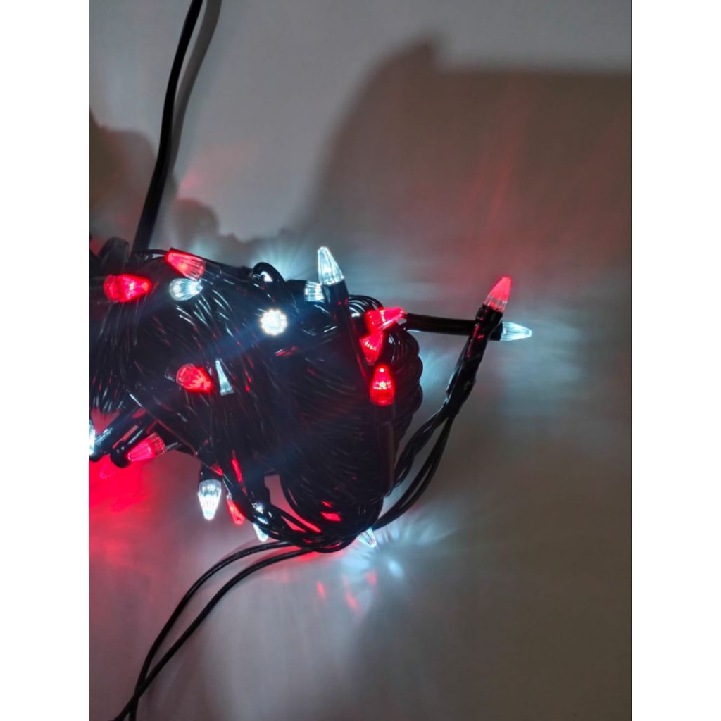 Jalanterangshop17 Lampu Tumblr Merah Putih Kabel Hitam 10M / Lampu Agustusan 10M / Lampu Merah Putih