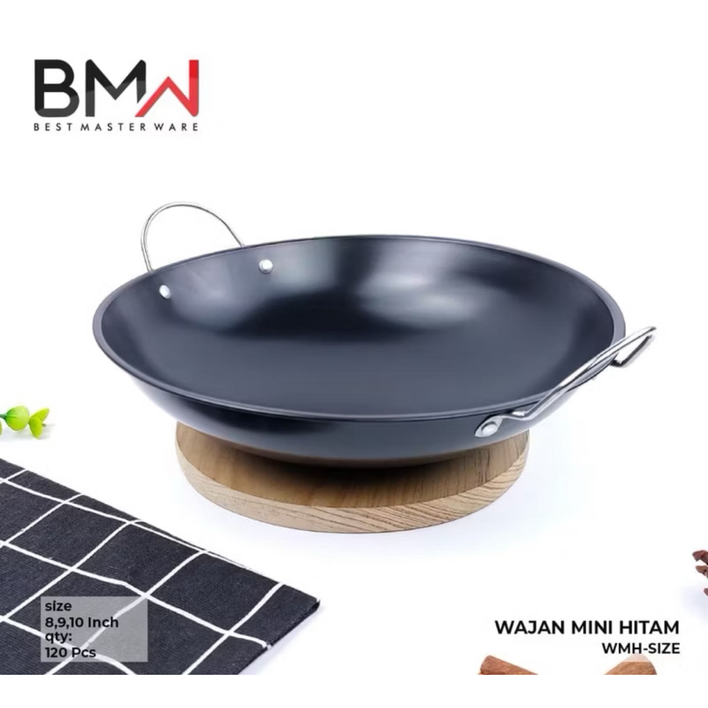 Wajan Hitam Mini Stainless Steel Tebal 25CM - Kuali Mini Penggorengan Anti Lengket - Wajan Kecil Tum