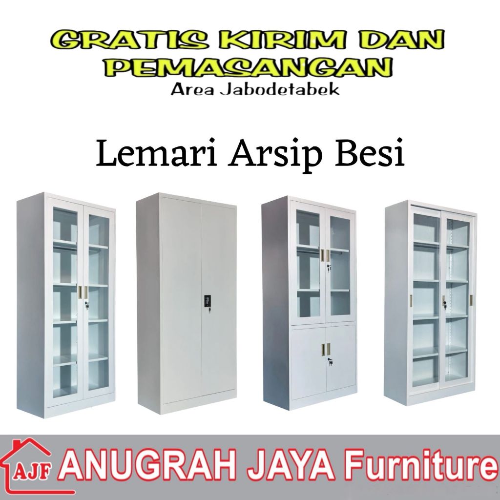 Lemari Arsip Putih / Rak Buku / Lemari Buku Besi / Lemari Kantor / Filing Cabinet Besi
