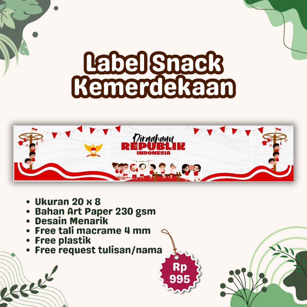 

Tas Label Jajan Snack Kemerdekaan 20x30 Free Tali dan Plastik