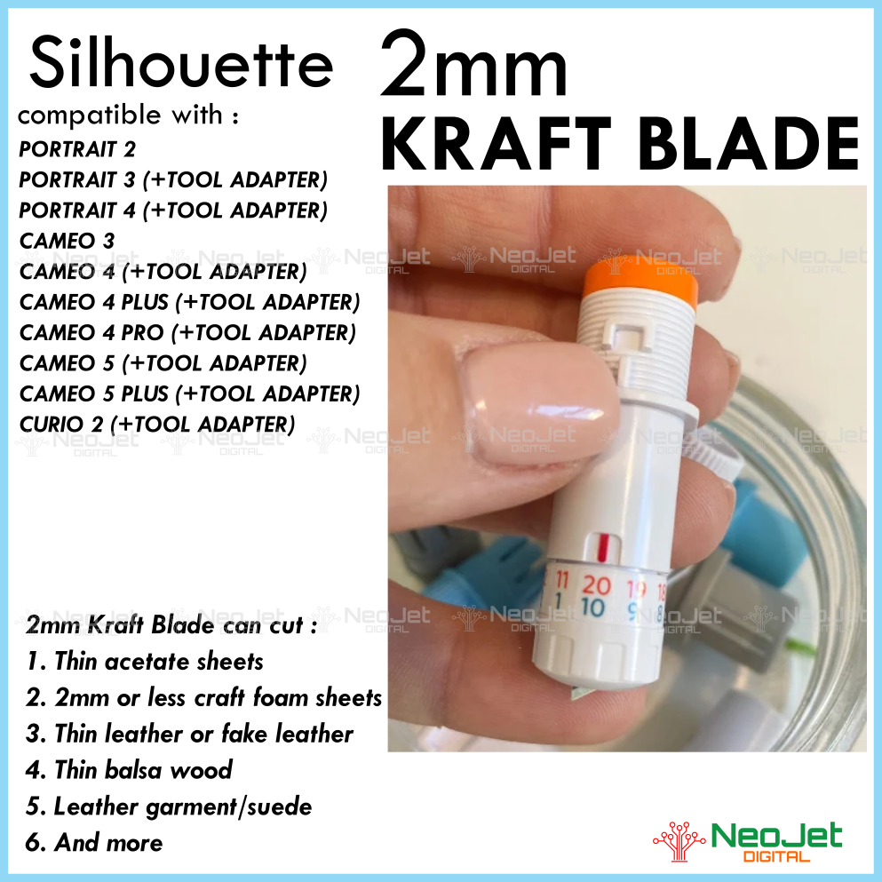 

Kraft Blade 2mm Silhouette Cameo 3 Pisau Cutting Cameo Portrait Curio Craft Foam Kayu Balsa
