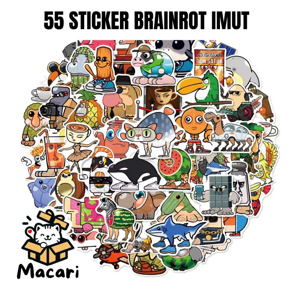 

[50+5 PCS] Stiker Imut Anomali Italian Brainrot Edisi Chibi Waterproof