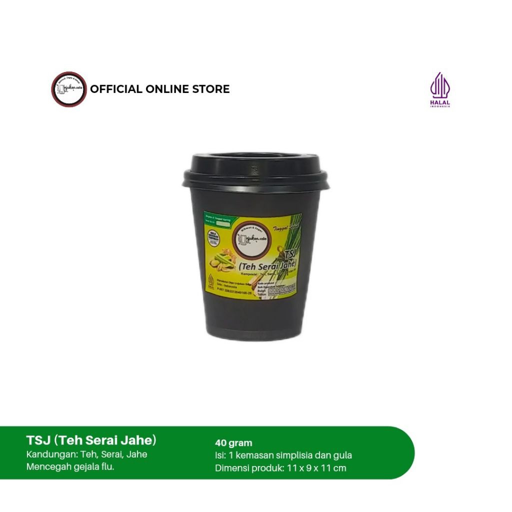 

Teh Serai Jahe (TSJ) Papercup Unjukan Solo/ Teh, Serei, Jahe/ Pereda gejala flue/ Penghangat badan