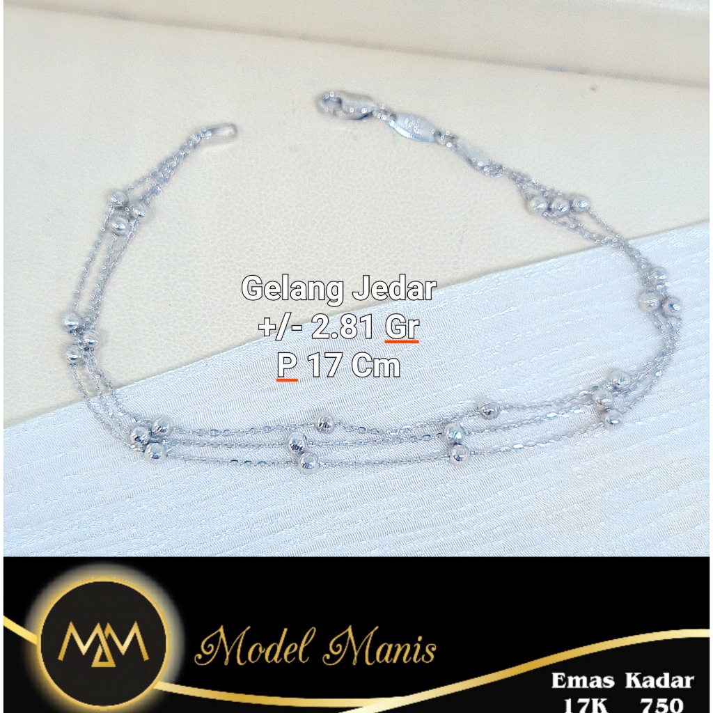Model Manis Gold - Gelang Jedar 3 Layer Putih - Emas 17k  750