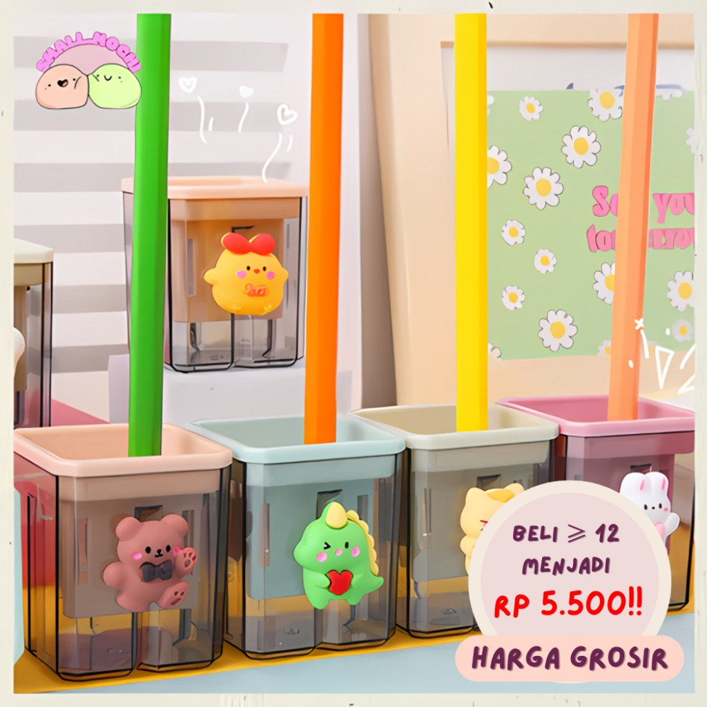 

1 Pcs Rautan Serutan Pensil Putar Sharpener 2 Lubang Karakter AT32