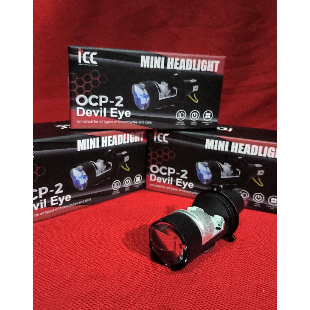 BILED MINI H4 OCP- DEVIL EYE RGB harga satuan - lampu biled mini/ mini biled H4 lampu mobil