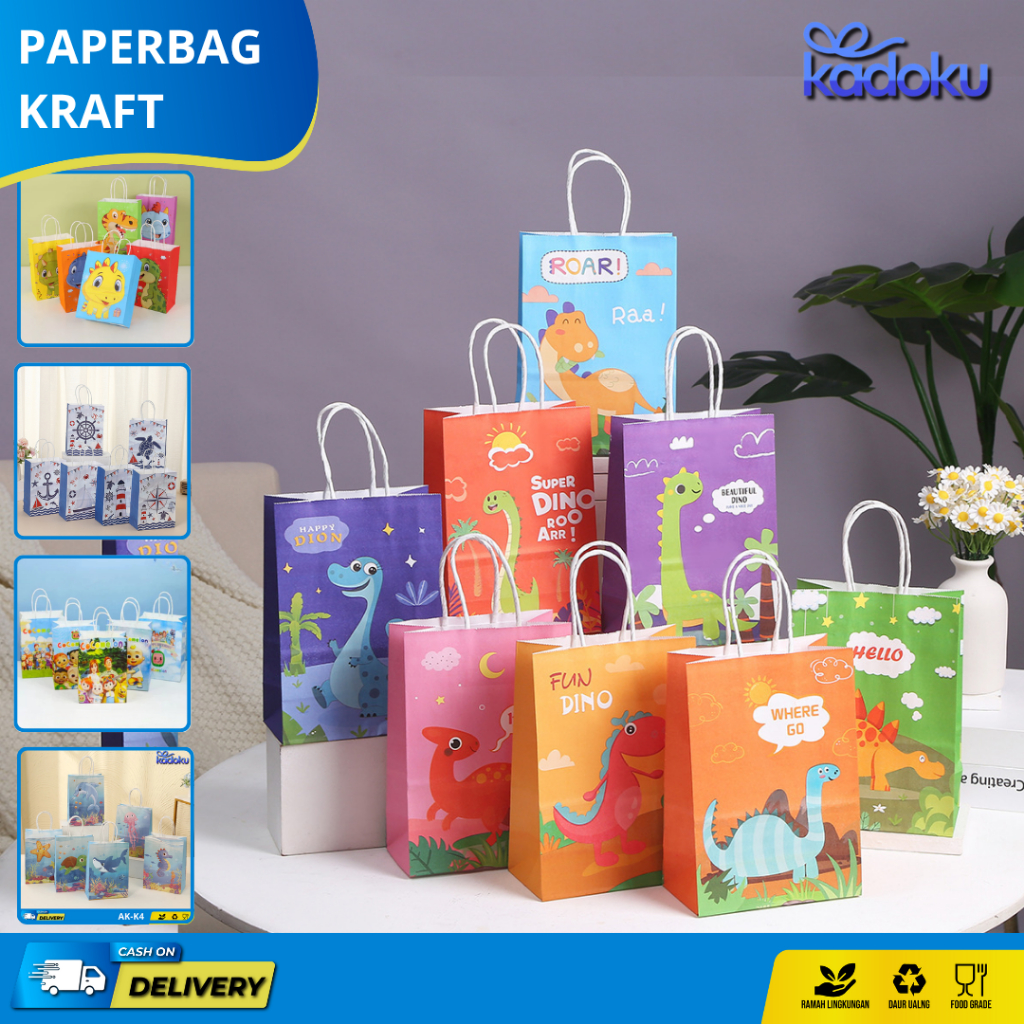 

Paper Bag Motif Animal/ Goodiebag Motif / Paper Bag Hampers/ Paper Bag Marmer / Tas Kado Ulang Tahun
