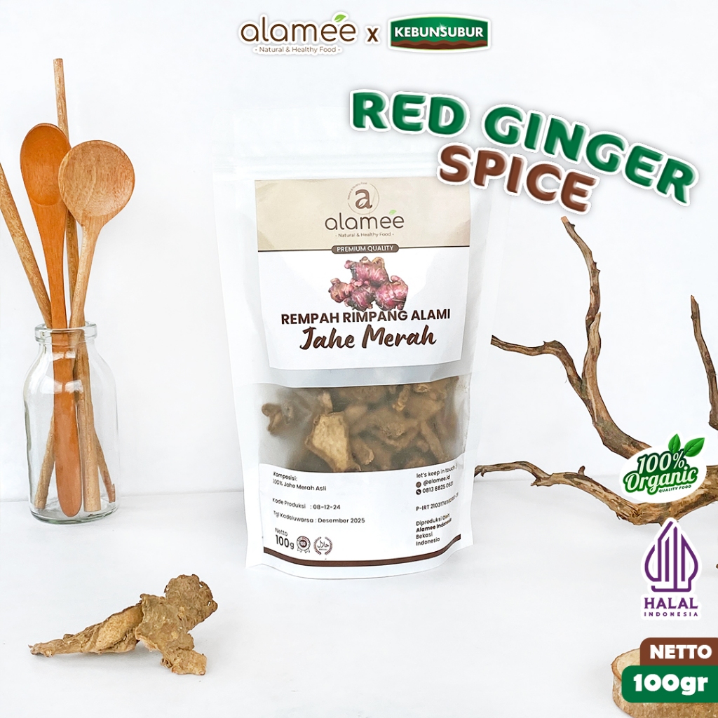 

ALAMEE Jahe Kering Merah Iris Dried Ginger Rempah Rimpang Organik Alami Spice 100gr Kebunsubur