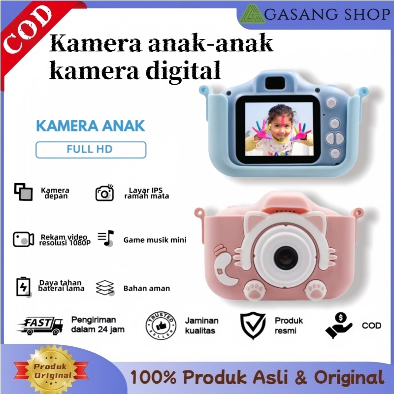 GASANG Indonesia 【COD】Kamera Anak Digital Dual Camera Mini Digicam Instant Print 48Mp Music Foto Vid