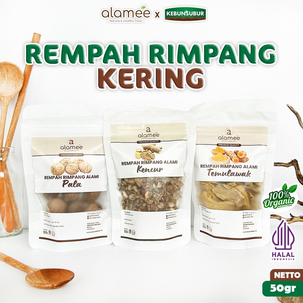 

ALAMEE Bumbu Rempah Kering 50gr Temulawak Jahe Kapulaga Ketumbar Lengkuas Kayu Manis Cengkeh Spice kebunsubur
