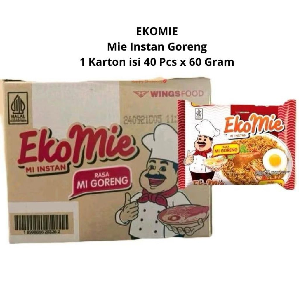

EKOMIE GORENG MIE INSTAN 1 Karton isi 40 Pcs x 60 Gram